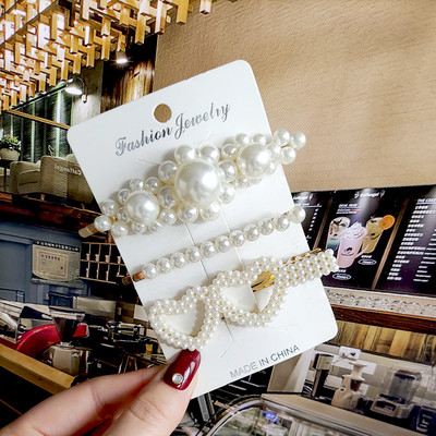 2022 Nouă Moda Femei Fete Perle Acrilice Acele de păr Clip laterală Bijuterii de păr La modă Geometrică Articole pentru cap Accesorii pentru păr Barrette