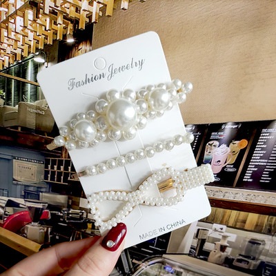 2022 Nouă Moda Femei Fete Perle Acrilice Acele de păr Clip laterală Bijuterii de păr La modă Geometrică Articole pentru cap Accesorii pentru păr Barrette