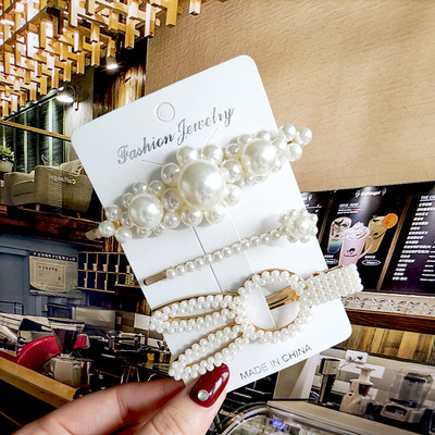 2022 Nouă Moda Femei Fete Perle Acrilice Acele de păr Clip laterală Bijuterii de păr La modă Geometrică Articole pentru cap Accesorii pentru păr Barrette