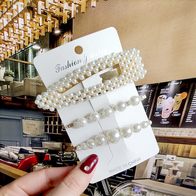 2022 Nouă Moda Femei Fete Perle Acrilice Acele de păr Clip laterală Bijuterii de păr La modă Geometrică Articole pentru cap Accesorii pentru păr Barrette