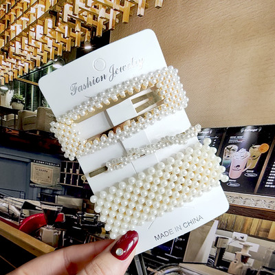 2022 Nouă Moda Femei Fete Perle Acrilice Acele de păr Clip laterală Bijuterii de păr La modă Geometrică Articole pentru cap Accesorii pentru păr Barrette