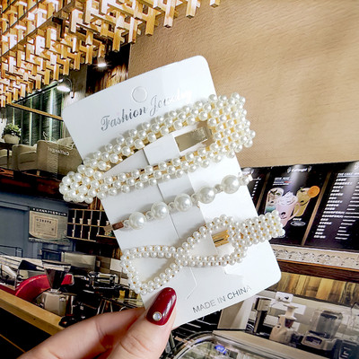 2022 Nouă Moda Femei Fete Perle Acrilice Acele de păr Clip laterală Bijuterii de păr La modă Geometrică Articole pentru cap Accesorii pentru păr Barrette