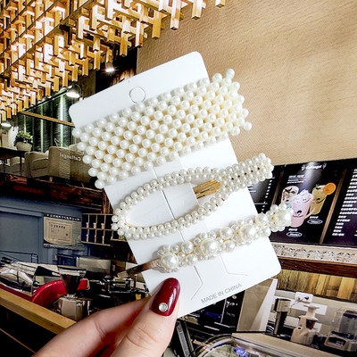 2022 Nouă Moda Femei Fete Perle Acrilice Acele de păr Clip laterală Bijuterii de păr La modă Geometrică Articole pentru cap Accesorii pentru păr Barrette