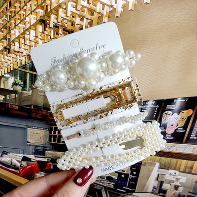 2022 Nouă Moda Femei Fete Perle Acrilice Acele de păr Clip laterală Bijuterii de păr La modă Geometrică Articole pentru cap Accesorii pentru păr Barrette