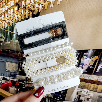 2022 Nouă Moda Femei Fete Perle Acrilice Acele de păr Clip laterală Bijuterii de păr La modă Geometrică Articole pentru cap Accesorii pentru păr Barrette