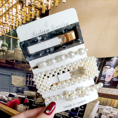 2022 Nouă Moda Femei Fete Perle Acrilice Acele de păr Clip laterală Bijuterii de păr La modă Geometrică Articole pentru cap Accesorii pentru păr Barrette