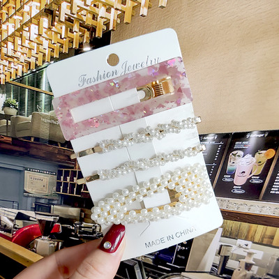 2022 Nouă Moda Femei Fete Perle Acrilice Acele de păr Clip laterală Bijuterii de păr La modă Geometrică Articole pentru cap Accesorii pentru păr Barrette