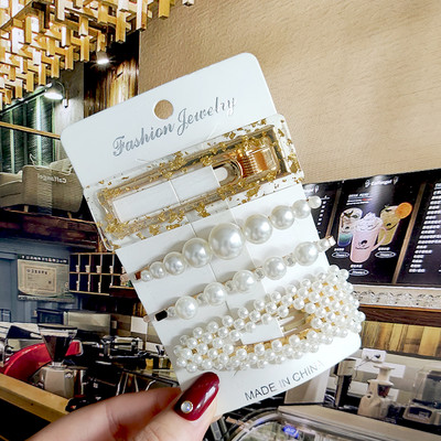 2022 Nouă Moda Femei Fete Perle Acrilice Acele de păr Clip laterală Bijuterii de păr La modă Geometrică Articole pentru cap Accesorii pentru păr Barrette