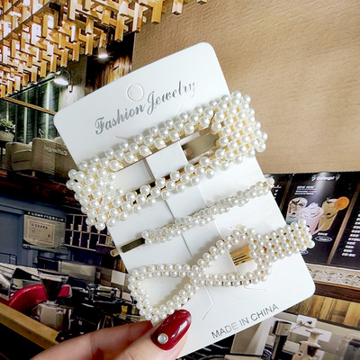 2022 Nouă Moda Femei Fete Perle Acrilice Acele de păr Clip laterală Bijuterii de păr La modă Geometrică Articole pentru cap Accesorii pentru păr Barrette