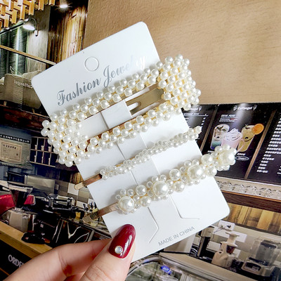 2022 Nouă Moda Femei Fete Perle Acrilice Acele de păr Clip laterală Bijuterii de păr La modă Geometrică Articole pentru cap Accesorii pentru păr Barrette