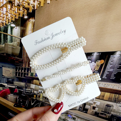 2022 Nouă Moda Femei Fete Perle Acrilice Acele de păr Clip laterală Bijuterii de păr La modă Geometrică Articole pentru cap Accesorii pentru păr Barrette