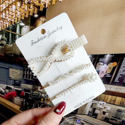 2022 Nouă Moda Femei Fete Perle Acrilice Acele de păr Clip laterală Bijuterii de păr La modă Geometrică Articole pentru cap Accesorii pentru păr Barrette