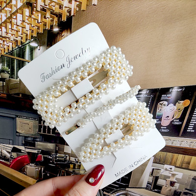 2022 Nouă Moda Femei Fete Perle Acrilice Acele de păr Clip laterală Bijuterii de păr La modă Geometrică Articole pentru cap Accesorii pentru păr Barrette