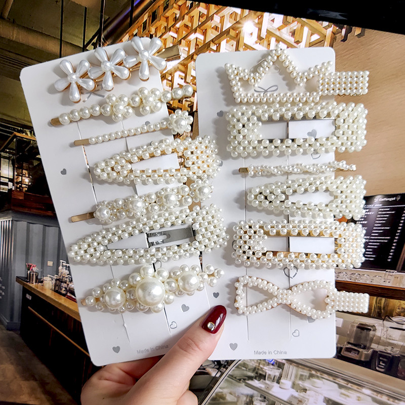 2022 Nouă Moda Femei Fete Perle Acrilice Acele de păr Clip laterală Bijuterii de păr La modă Geometrică Articole pentru cap Accesorii pentru păr Barrette