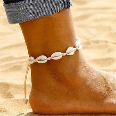 KSRA új kagylógyöngyök Starfish bokaláncok nőknek Strand bokalánc láb karkötő kézzel készített bohém láblánc Boho nyári strand ékszerek