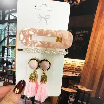 Agrafe de păr cu perle de modă, accesorii pentru păr și cercei cu ciucuri pentru femei, accesorii de păr din acril la modă