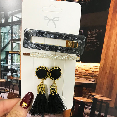 Agrafe de păr cu perle de modă, accesorii pentru păr și cercei cu ciucuri pentru femei, accesorii de păr din acril la modă