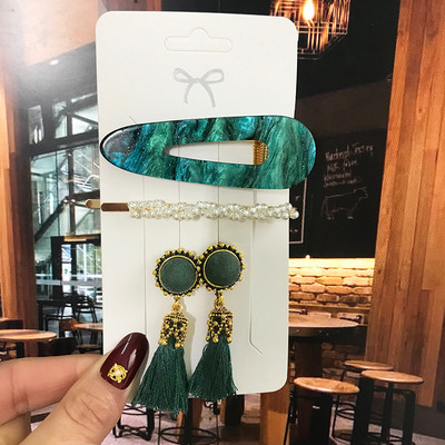 Agrafe de păr cu perle de modă, accesorii pentru păr și cercei cu ciucuri pentru femei, accesorii de păr din acril la modă