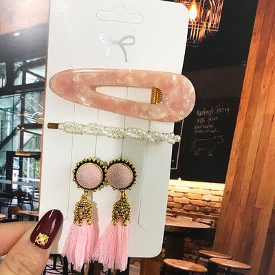 Agrafe de păr cu perle de modă, accesorii pentru păr și cercei cu ciucuri pentru femei, accesorii de păr din acril la modă