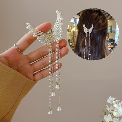 Agrafe pentru gheare de păr cu ciucuri de cristal cu stras de modă pentru femei, fete, agrafe geometrice de păr, crab, accesorii pentru păr