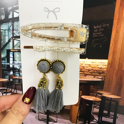 Modni set naušnica Biserne kopče za kosu Ukosnice i naušnice s resicama za žene Akrilne ukosnice Slatke djevojke Dodaci za kosu 2022.