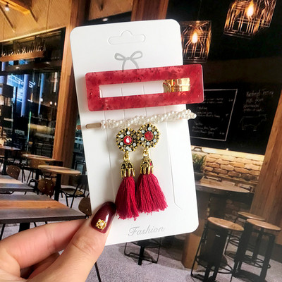 Modni set naušnica Biserne kopče za kosu Ukosnice i naušnice s resicama za žene Akrilne ukosnice Slatke djevojke Dodaci za kosu 2022.