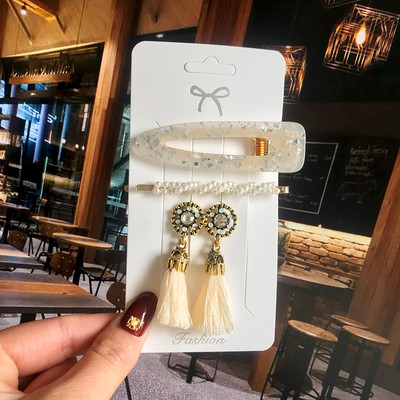 Modni set naušnica Biserne kopče za kosu Ukosnice i naušnice s resicama za žene Akrilne ukosnice Slatke djevojke Dodaci za kosu 2022.