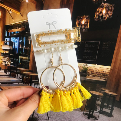 Modni set naušnica Biserne kopče za kosu Ukosnice i naušnice s resicama za žene Akrilne ukosnice Slatke djevojke Dodaci za kosu 2022.