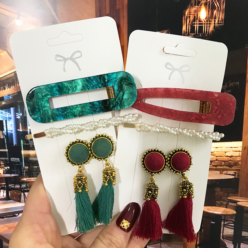 Modni set naušnica Biserne kopče za kosu Ukosnice i naušnice s resicama za žene Akrilne ukosnice Slatke djevojke Dodaci za kosu 2022.