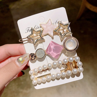 3 bucăți/set femei fete perle acrilice geometrice agrafe de păr dulce agrafe barete accesorii de păr la modă ornament de păr