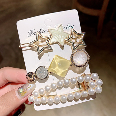 3 bucăți/set femei fete perle acrilice geometrice agrafe de păr dulce agrafe barete accesorii de păr la modă ornament de păr