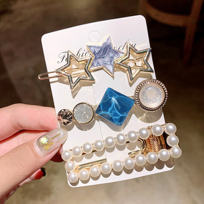3 bucăți/set femei fete perle acrilice geometrice agrafe de păr dulce agrafe barete accesorii de păr la modă ornament de păr