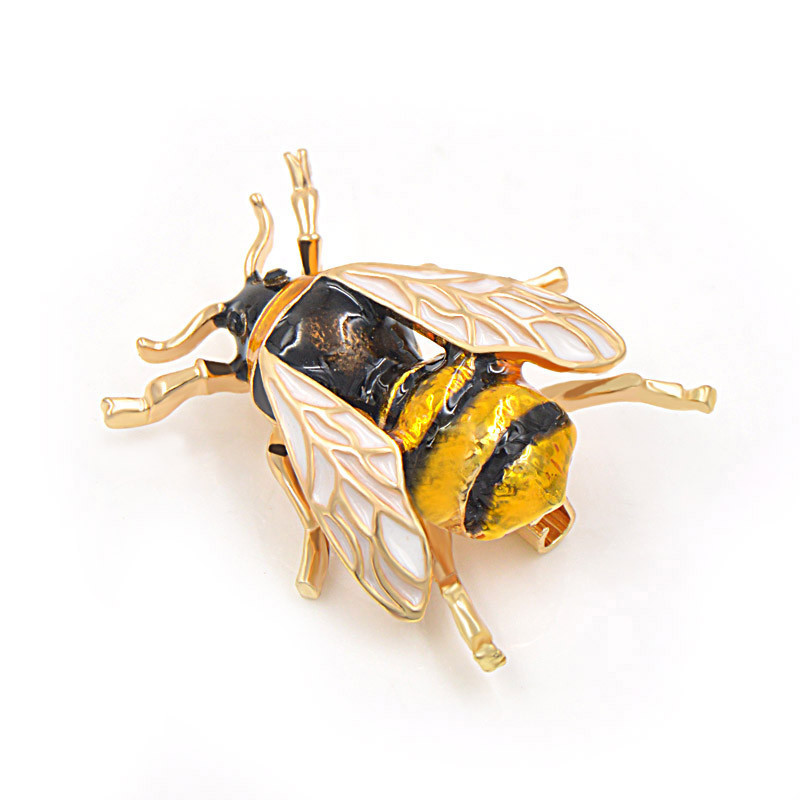 CINDY XIANG Broșe unisex colorate cu insecte Broșă drăguță de albină Pin Bijuterii emailate de culoare aurie Accesorii pentru rochii de înaltă calitate