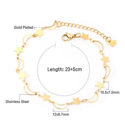 LUXUSTEEL Гривни за глезени от неръждаема стомана Гривни за жени Пискюл Морска звезда Чар Златен цвят връзка Верига на крака Модни бижута за крака