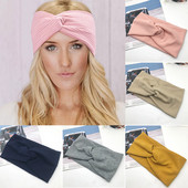 Bentiță pentru femei de culoare solidă Turban lat Twist tricotat Bentita de păr din bumbac Accesorii pentru păr Machiaj înnodat Bandă pentru cap Bijuterii pentru bebeluși