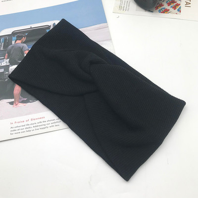 Bentiță pentru femei de culoare solidă Turban lat Twist tricotat Bentita de păr din bumbac Accesorii pentru păr Machiaj înnodat Bandă pentru cap Bijuterii pentru bebeluși