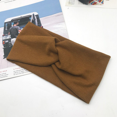 Bentiță pentru femei de culoare solidă Turban lat Twist tricotat Bentita de păr din bumbac Accesorii pentru păr Machiaj înnodat Bandă pentru cap Bijuterii pentru bebeluși