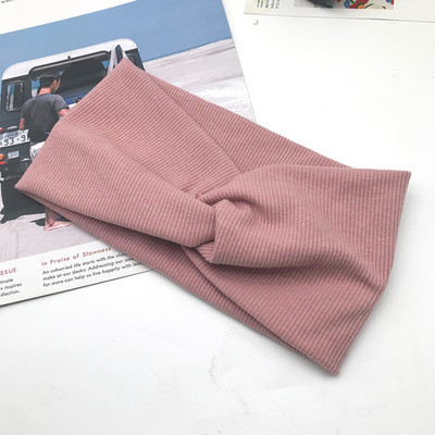 Bentiță pentru femei de culoare solidă Turban lat Twist tricotat Bentita de păr din bumbac Accesorii pentru păr Machiaj înnodat Bandă pentru cap Bijuterii pentru bebeluși