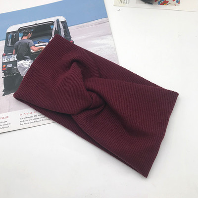 Bentiță pentru femei de culoare solidă Turban lat Twist tricotat Bentita de păr din bumbac Accesorii pentru păr Machiaj înnodat Bandă pentru cap Bijuterii pentru bebeluși