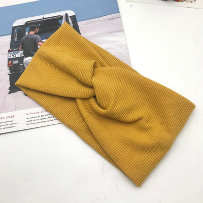 Bentiță pentru femei de culoare solidă Turban lat Twist tricotat Bentita de păr din bumbac Accesorii pentru păr Machiaj înnodat Bandă pentru cap Bijuterii pentru bebeluși