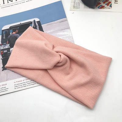 Bentiță pentru femei de culoare solidă Turban lat Twist tricotat Bentita de păr din bumbac Accesorii pentru păr Machiaj înnodat Bandă pentru cap Bijuterii pentru bebeluși