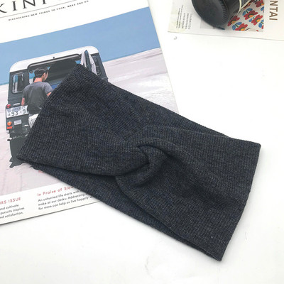 Bentiță pentru femei de culoare solidă Turban lat Twist tricotat Bentita de păr din bumbac Accesorii pentru păr Machiaj înnodat Bandă pentru cap Bijuterii pentru bebeluși