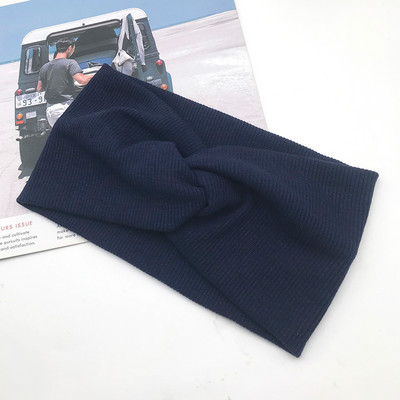 Bentiță pentru femei de culoare solidă Turban lat Twist tricotat Bentita de păr din bumbac Accesorii pentru păr Machiaj înnodat Bandă pentru cap Bijuterii pentru bebeluși