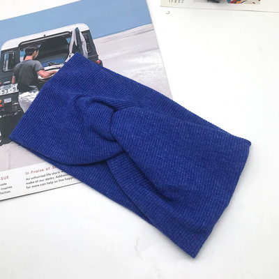 Bentiță pentru femei de culoare solidă Turban lat Twist tricotat Bentita de păr din bumbac Accesorii pentru păr Machiaj înnodat Bandă pentru cap Bijuterii pentru bebeluși