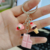 Divan desertni privjesak za ključeve Popodnevni čaj Privjesci za ključeve Sladoled Čokoladni kolač Torba za hranu Privjesak Žene Djevojke Darovi Ručno izrađeni nakit