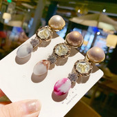 Agrafe de păr perle simulate pentru femei Agrafe de păr din cristal coreean Fete Acrilice rotunde Accesorii Grip de păr de vară