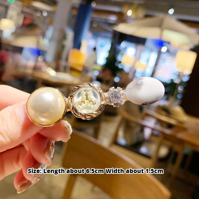 Agrafe de păr perle simulate pentru femei Agrafe de păr din cristal coreean Fete Acrilice rotunde Accesorii Grip de păr de vară