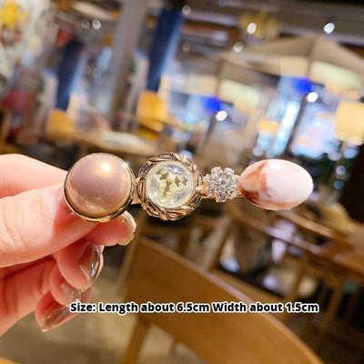 Agrafe de păr perle simulate pentru femei Agrafe de păr din cristal coreean Fete Acrilice rotunde Accesorii Grip de păr de vară