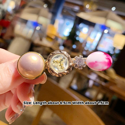 Agrafe de păr perle simulate pentru femei Agrafe de păr din cristal coreean Fete Acrilice rotunde Accesorii Grip de păr de vară