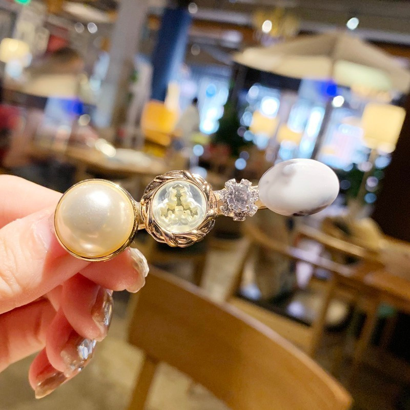 Agrafe de păr perle simulate pentru femei Agrafe de păr din cristal coreean Fete Acrilice rotunde Accesorii Grip de păr de vară